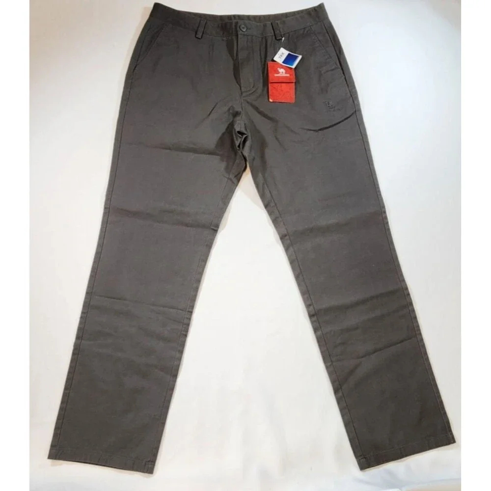 Camel Crown Pants Mens Sz 38 Brown Chino Straight Leg Button Pockets Casual NWT